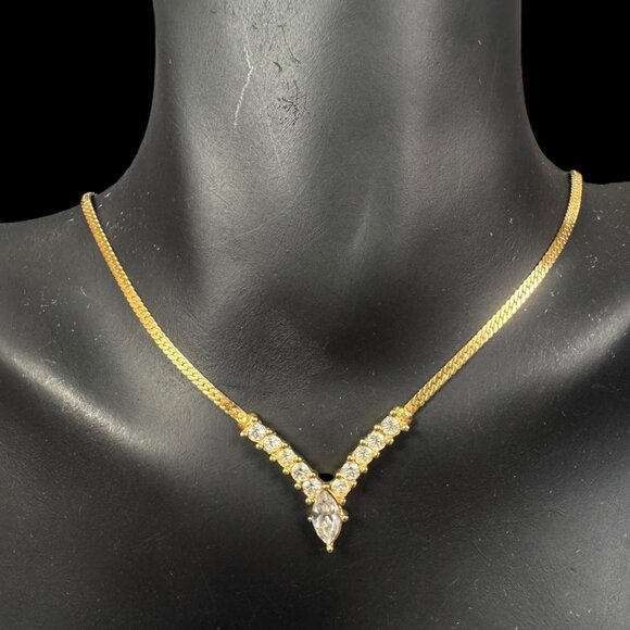 Vintage Christian Dior Torque Necklace Gold-Tone & Crystal Accents Adjustable - Picture 1 of 8